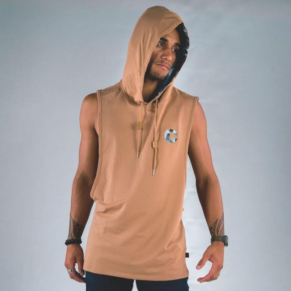 Cuzy T Men's Tan Sleeveless VII Vintage Hoodie